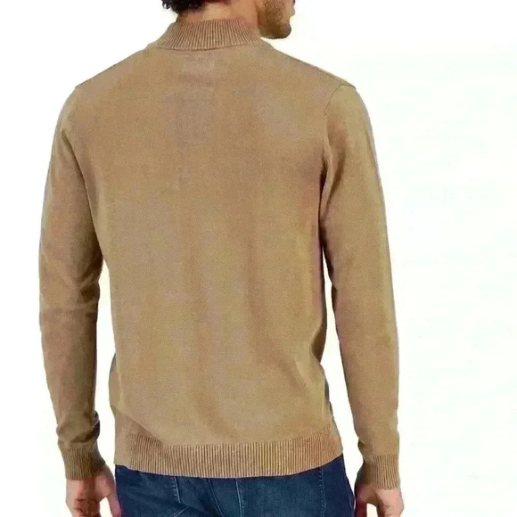 Club Room Mock Neck 3-Button 100% Cotton Pullover Mens Sweater Size L Walnut - Picture 3 of 10